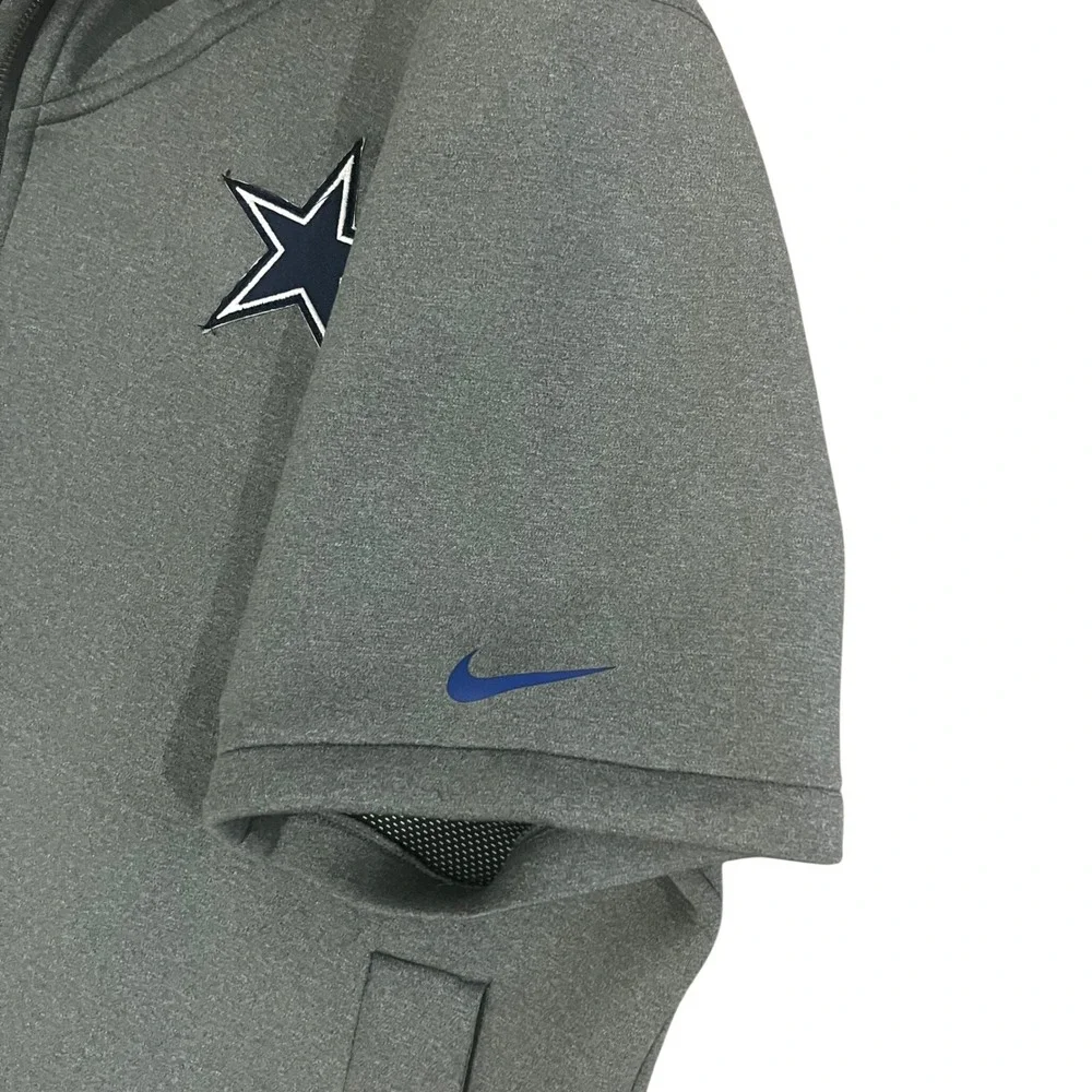 Nike NFL Dallas Cowboys Mens XXL Short Sleeve Full Zip Hoodie Gray On-Field